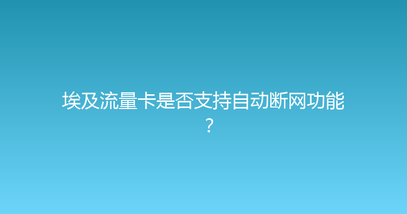 埃及流量卡是否支持自动断网功能？ 