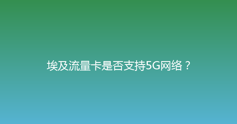 埃及流量卡是否支持5G网络？ 