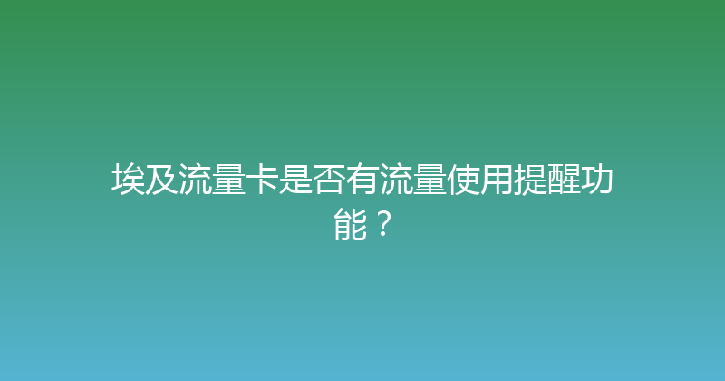 埃及流量卡是否有流量使用提醒功能？ 