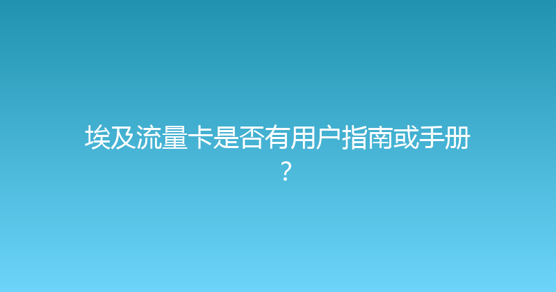 埃及流量卡是否有用户指南或手册？ 