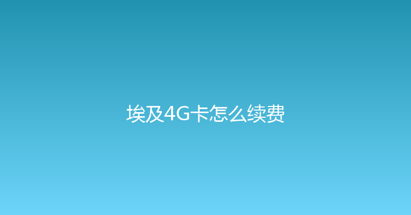 埃及4G卡怎么续费 