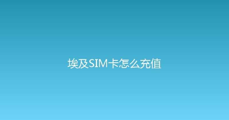 埃及SIM卡怎么充值 