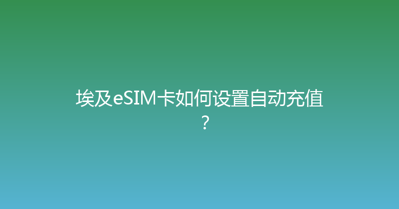 埃及eSIM卡如何设置自动充值？ 