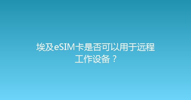 埃及eSIM卡是否可以用于远程工作设备？ 