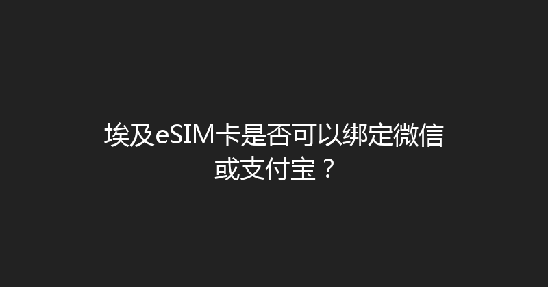 埃及eSIM卡是否可以绑定微信或支付宝？ 