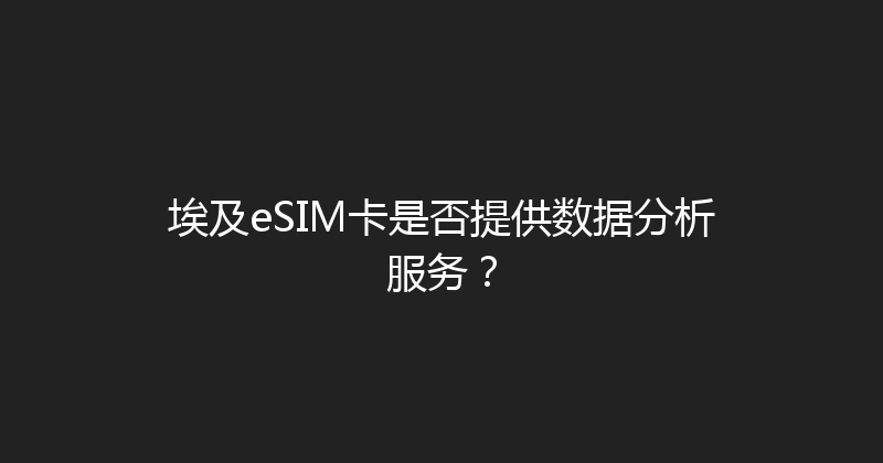 埃及eSIM卡是否提供数据分析服务？ 
