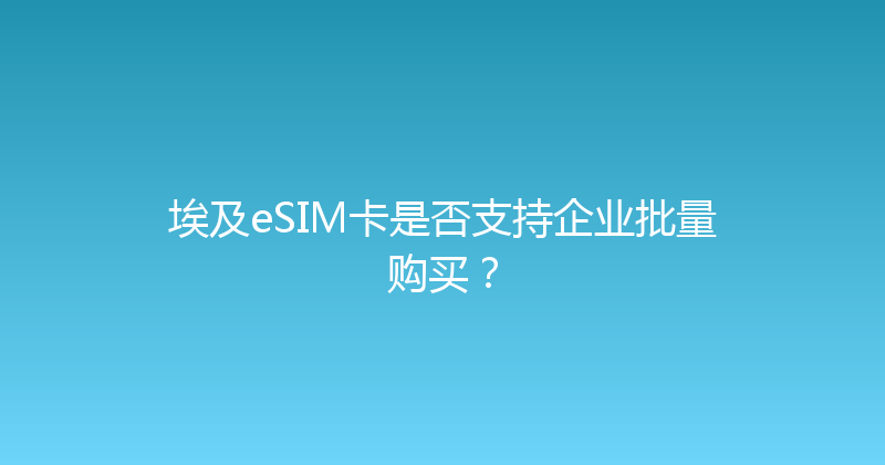 埃及eSIM卡是否支持企业批量购买？ 