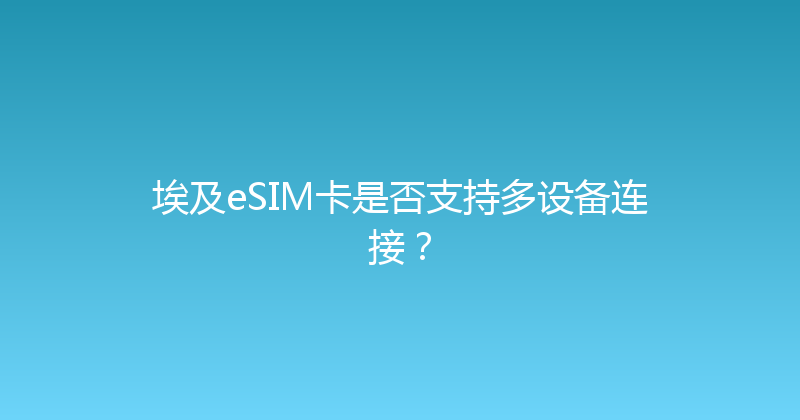 埃及eSIM卡是否支持多设备连接？ 