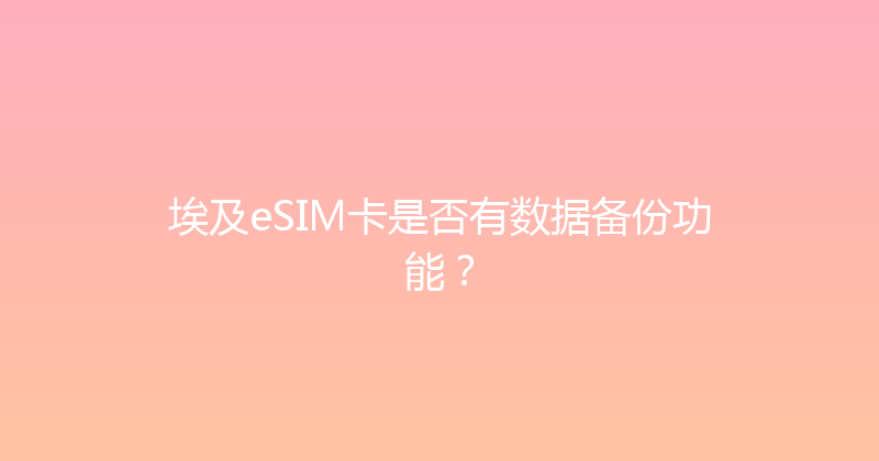 埃及eSIM卡是否有数据备份功能？ 