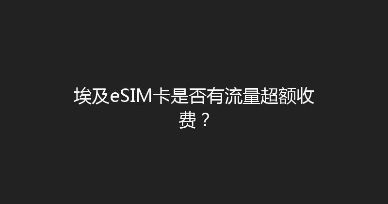 埃及eSIM卡是否有流量超额收费？ 