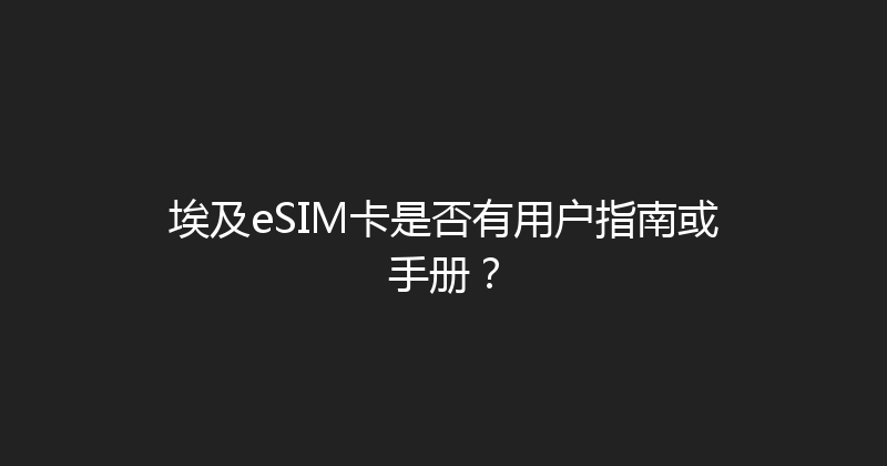 埃及eSIM卡是否有用户指南或手册？ 