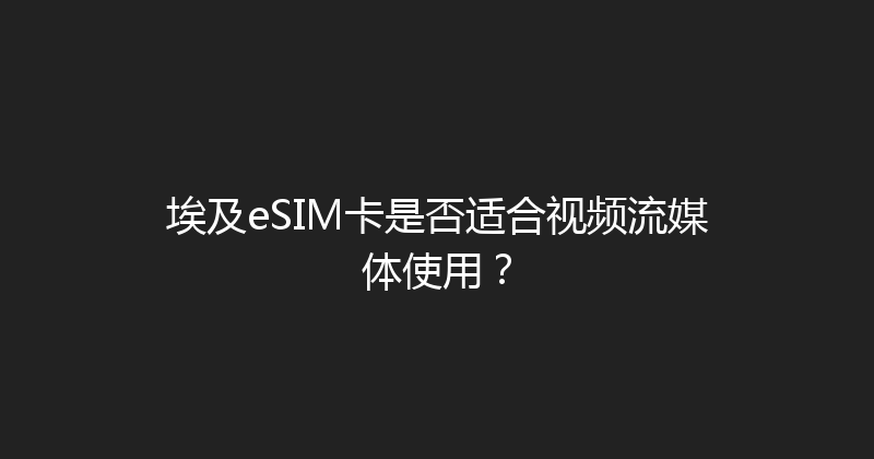 埃及eSIM卡是否适合视频流媒体使用？ 