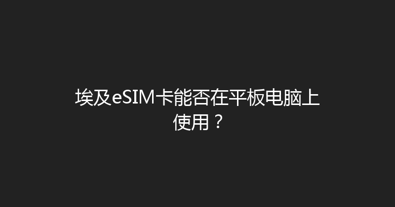 埃及eSIM卡能否在平板电脑上使用？ 