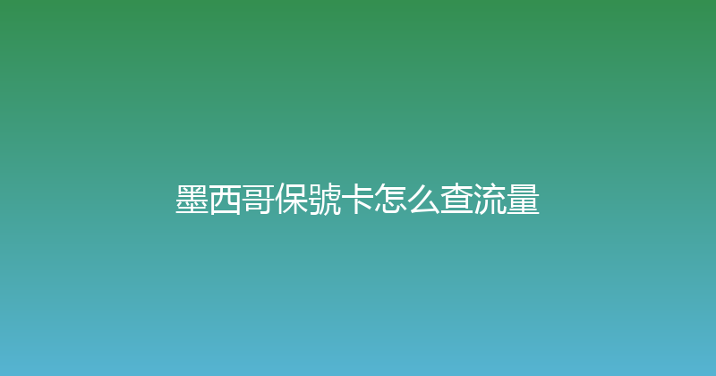墨西哥保號卡怎么查流量 