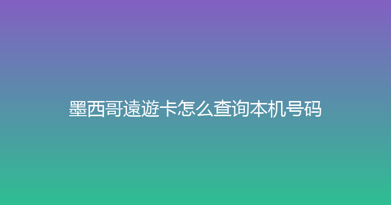 墨西哥遠遊卡怎么查询本机号码 