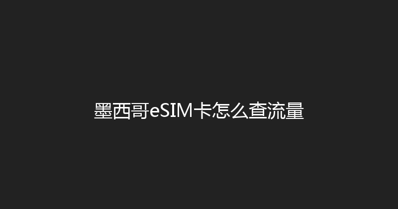 墨西哥eSIM卡怎么查流量 