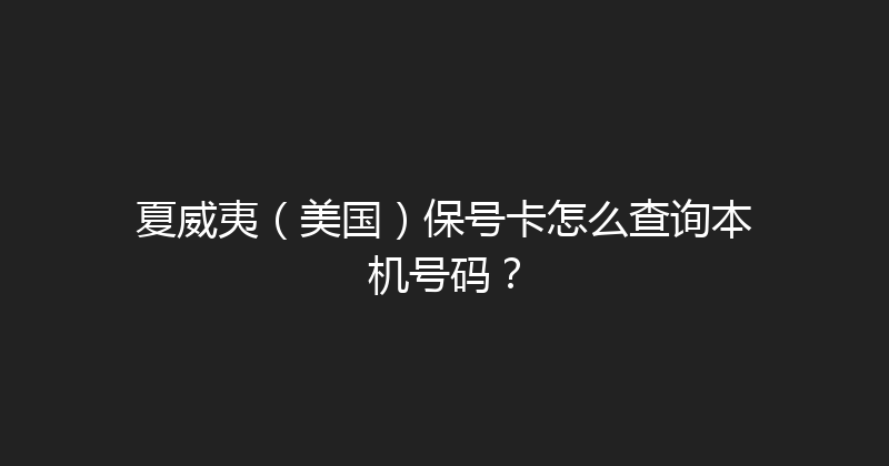 夏威夷（美国）保号卡怎么查询本机号码？ 