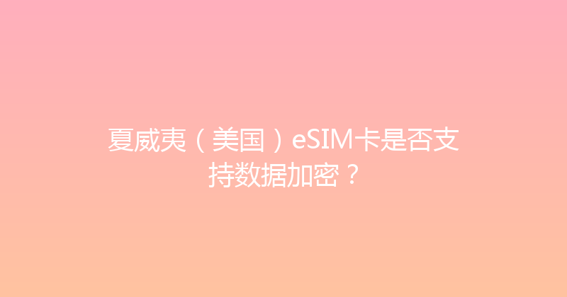 夏威夷（美国）eSIM卡是否支持数据加密？ 