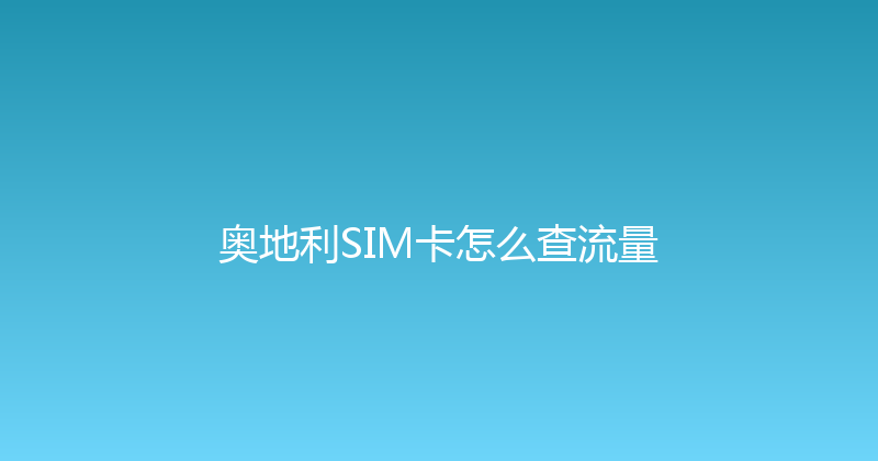 奥地利SIM卡怎么查流量 