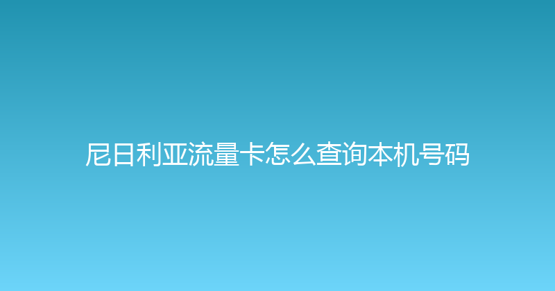 尼日利亚流量卡怎么查询本机号码 