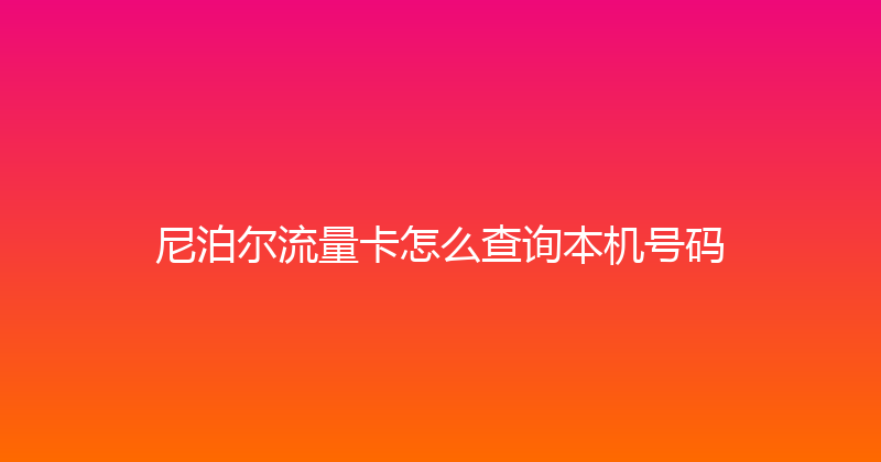 尼泊尔流量卡怎么查询本机号码 
