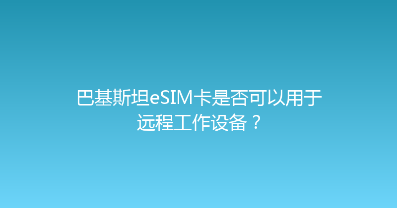 巴基斯坦eSIM卡是否可以用于远程工作设备？ 