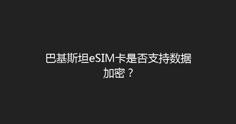 巴基斯坦eSIM卡是否支持数据加密？ 