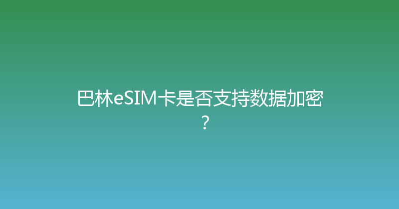 巴林eSIM卡是否支持数据加密？ 