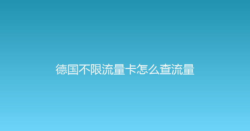 德国不限流量卡怎么查流量 