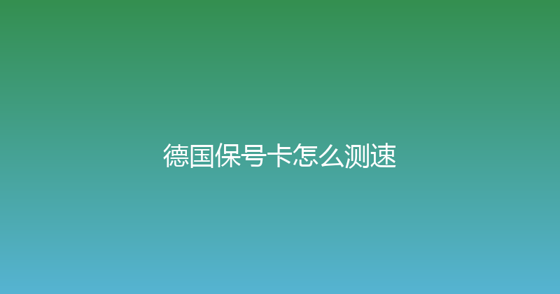 德国保号卡怎么测速 
