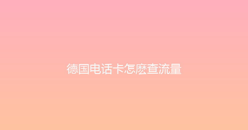 德国电话卡怎麽查流量 