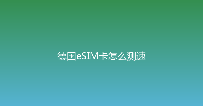 德国eSIM卡怎么测速 