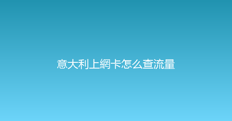 意大利上網卡怎么查流量 