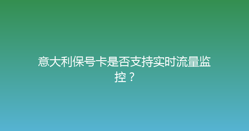 意大利保号卡是否支持实时流量监控？ 