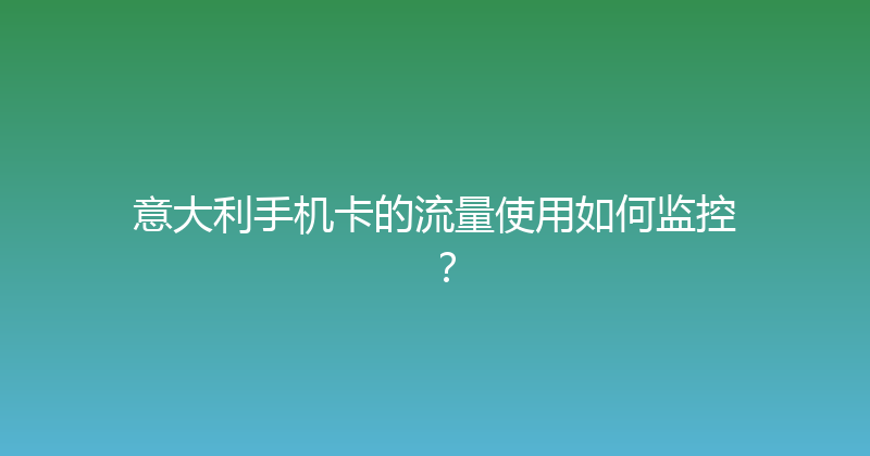 意大利手机卡的流量使用如何监控？ 