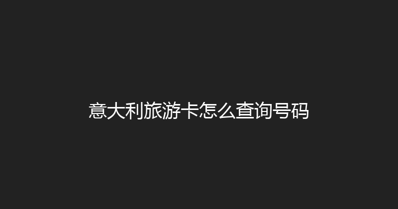 意大利旅游卡怎么查询号码 