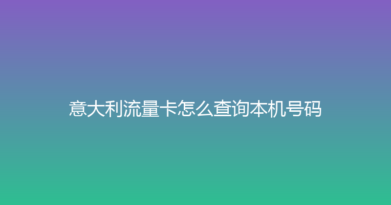 意大利流量卡怎么查询本机号码 