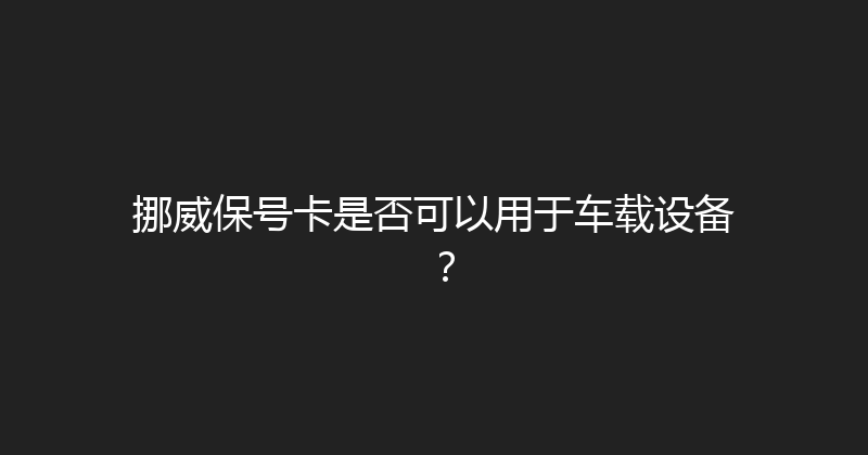 挪威保号卡是否可以用于车载设备？ 