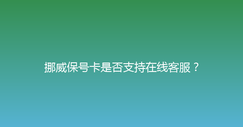 挪威保号卡是否支持在线客服？ 
