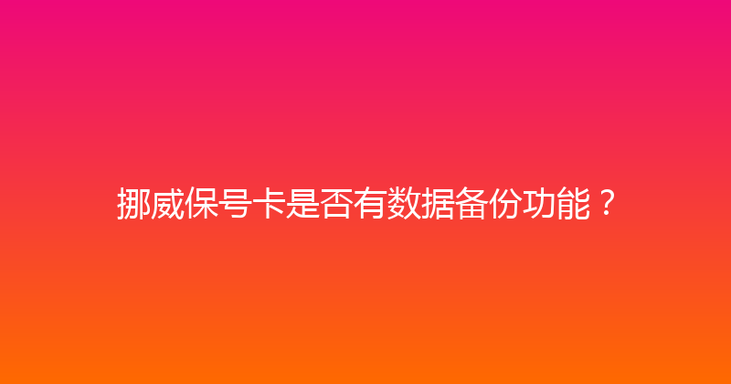 挪威保号卡是否有数据备份功能？ 
