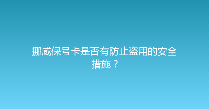 挪威保号卡是否有防止盗用的安全措施？ 