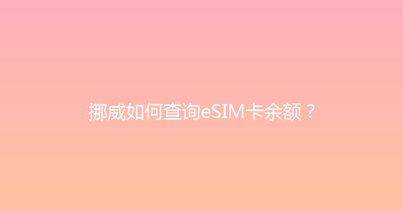 挪威如何查询eSIM卡余额？ 