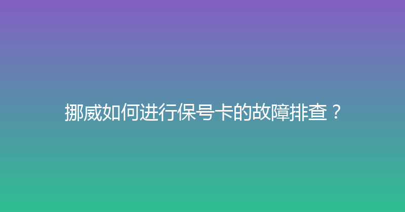 挪威如何进行保号卡的故障排查？ 
