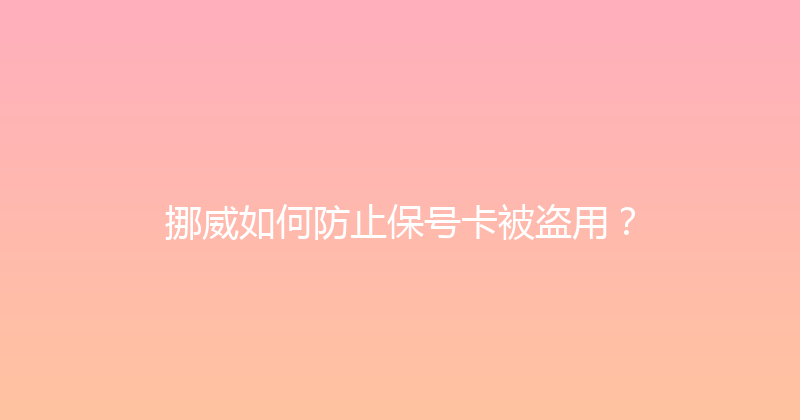 挪威如何防止保号卡被盗用？ 