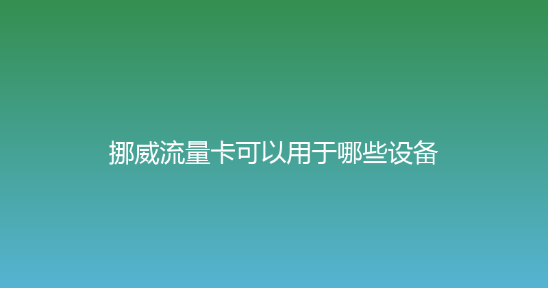 挪威流量卡可以用于哪些设备 