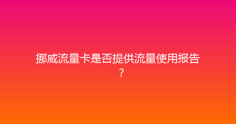 挪威流量卡是否提供流量使用报告？ 