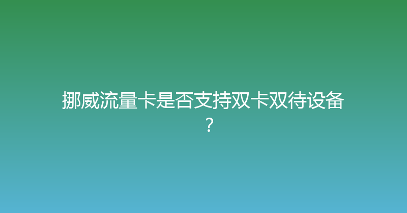 挪威流量卡是否支持双卡双待设备？ 