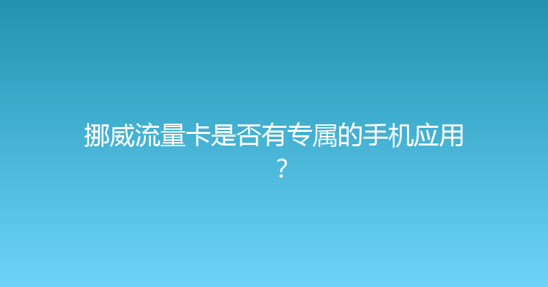 挪威流量卡是否有专属的手机应用？ 