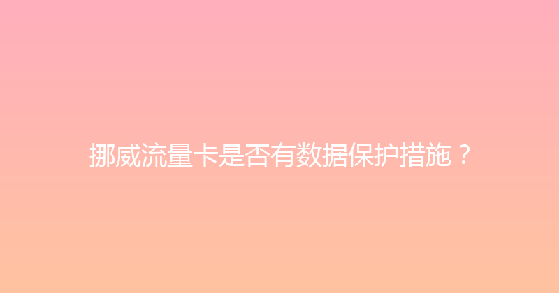 挪威流量卡是否有数据保护措施？ 