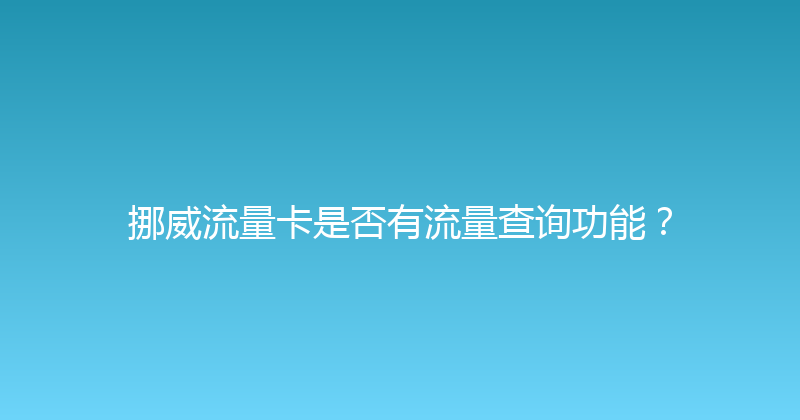 挪威流量卡是否有流量查询功能？ 